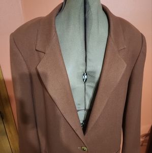 Sag Harbor 100% Wool Womens Brown Blazer Size 18